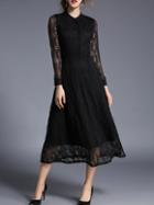 Shein Black Sheer Maxi Lace Dress