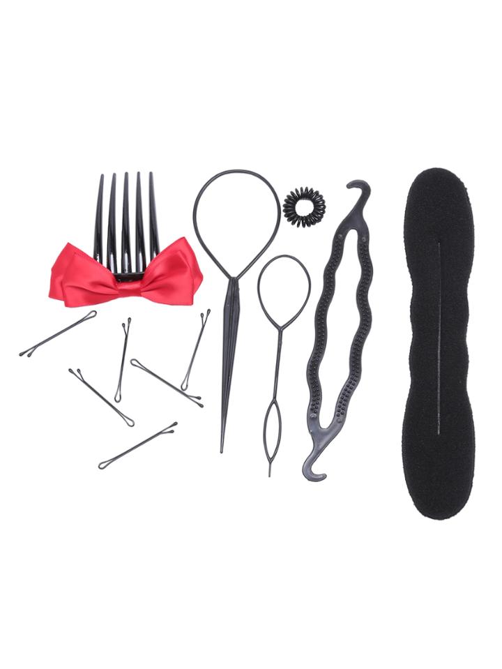 Shein Black Pull Hair Pins Hair Clips Hair Tie Set