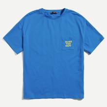 Shein Men Pocket Front Letter Tunic Tee