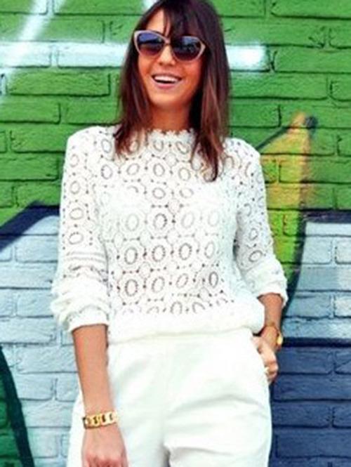 Shein Lace Mock Neck Blouse