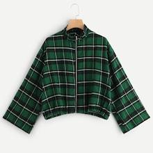 Shein Plus Plaid Zip Up Jacket