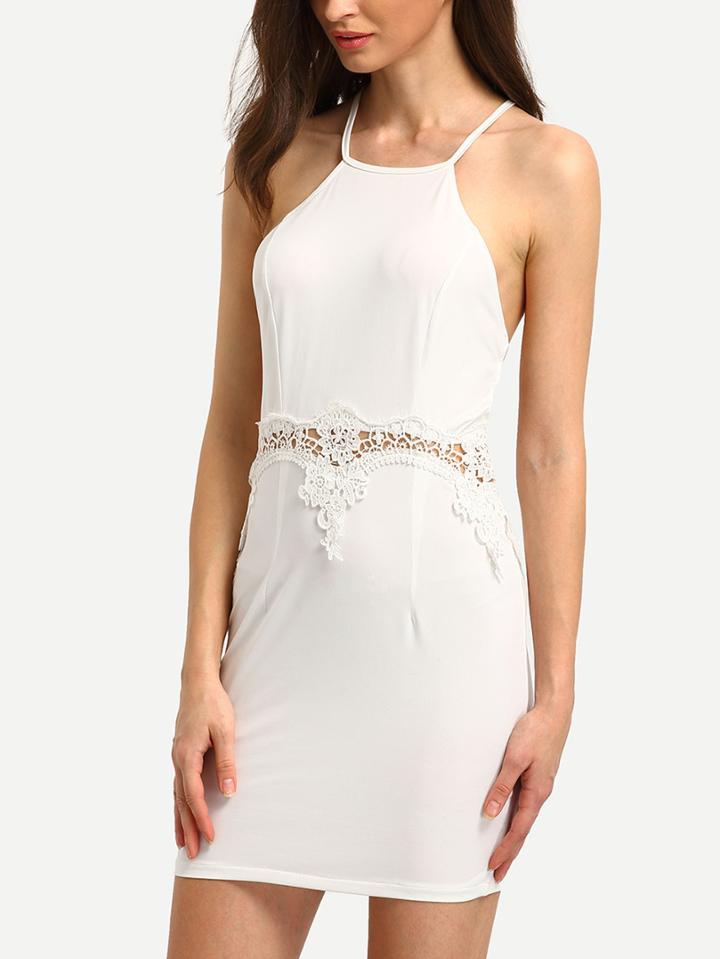 Shein Halter Neck Lace Insert Strappy Dress