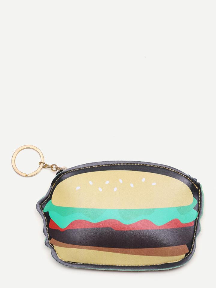 Shein Hamburger Print Zipper Closure Wallet