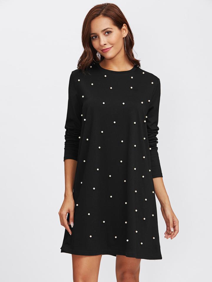 Shein Pearl Beading Tee Dress