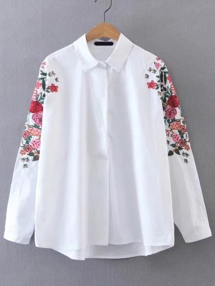 Shein Batwing Sleeve Embroidered Tunic Blouse