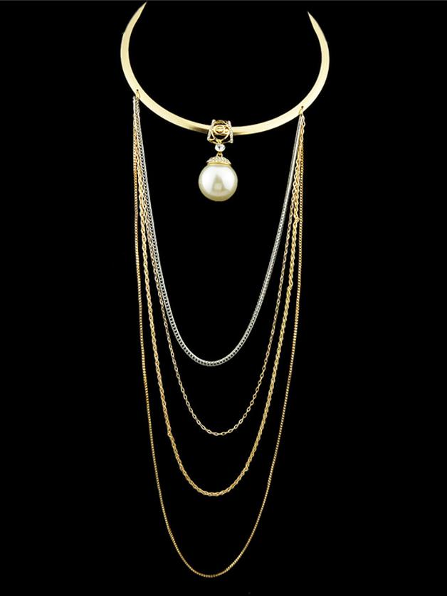Shein Multilayers Long Chains Sexy Collar Necklace