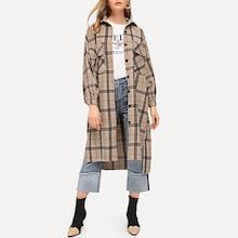 Shein Plaid Single-breasted Longline Coat