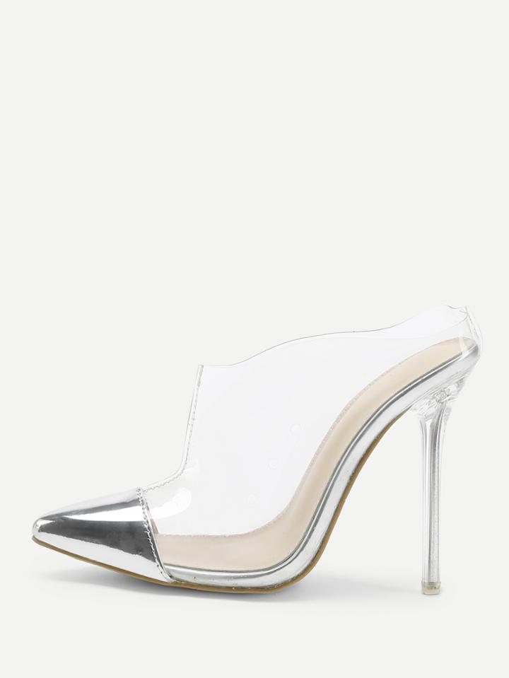 Shein Transparent Cap Toe Stiletto Heels