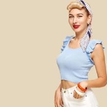 Shein Ruffle Armhole Crop Knit Top