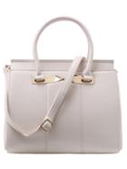 Shein Twist Metal Plate Embellished Structured Tote Bag - Beige