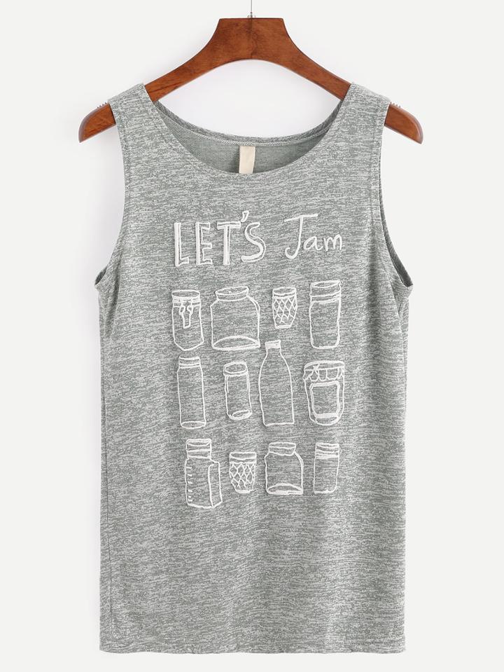 Shein Letters And Bottles Print Long Tank Top