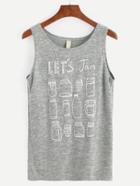 Shein Letters And Bottles Print Long Tank Top