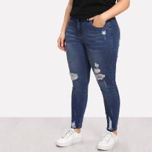 Shein Plus Bleach Wash Ripped Jeans