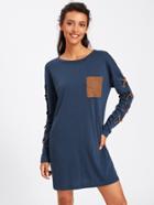 Shein Drop Shoulder Grommet Crisscross Pocket Front Tee Dress
