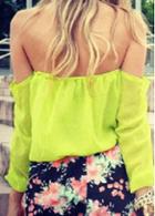 Rosewe Yellow Off The Shoulder Summer Blouse