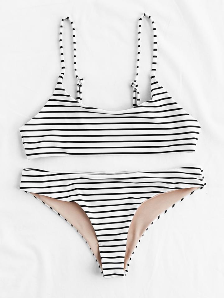 Shein Vertical Striped Beach Bikini Set