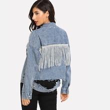 Shein Fringe Embellished Ripped Jacket