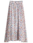 Shein White Cherry Print Chiffon Skirt With Elastic Waist