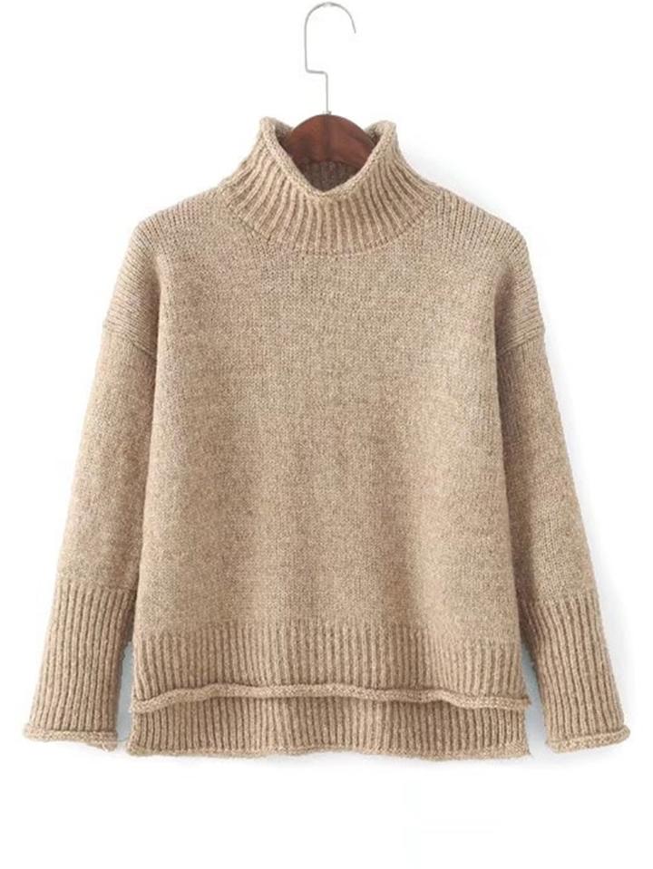 Shein Dip Hem Rib Trim Sweater