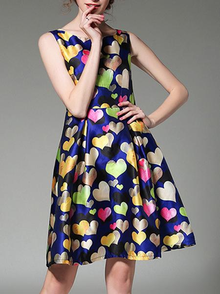 Shein Multicolor Hearts Print A-line Dress