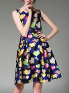 Shein Multicolor Hearts Print A-line Dress