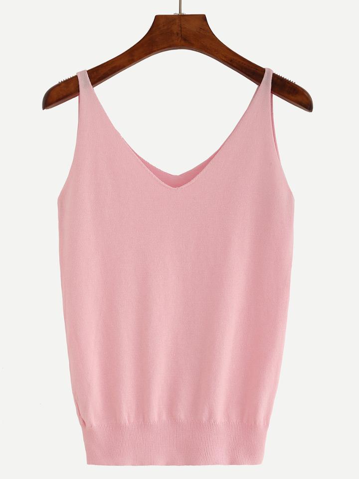 Shein Pink V Neck Tank Top