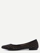 Shein Laser-cut Pointed Toe Flats - Black