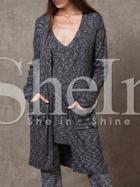 Shein Grey Pocket Side Slit Loose Cardigan