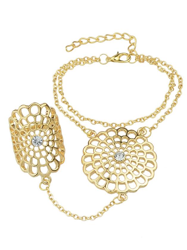 Shein Gold Bracelet Connect With Ring