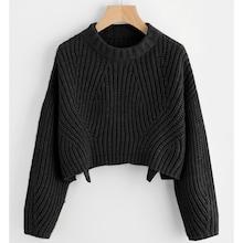 Shein Round Neck Slit Hem Sweater