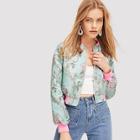 Shein Zip Up Floral Print Jacket