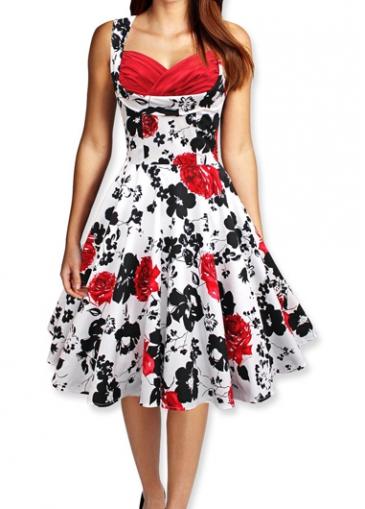 Rosewe Sleeveless Flower Printed A Line Dress