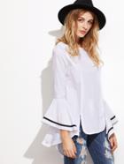 Shein White Bell Sleeve High Low Peplum Blouse