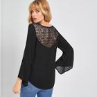 Shein Lace Panel Solid Tee