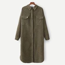 Shein Dual Pocket Solid Corduroy Coat