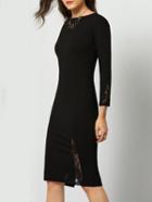 Shein Black V Back Lace Slim Dress