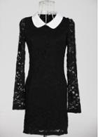 Rosewe Cute Peter Pan Collar Black Long Sleeve Sheath Dress