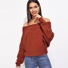 Shein Mixed Knit Bardot Sweater
