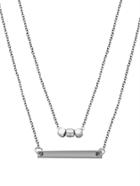 Shein Silver Plated Geometric Horizontal Bar Pendant Necklace