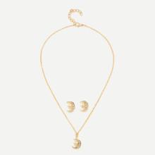 Shein Moon & Star Pendant Necklace & Earring Set