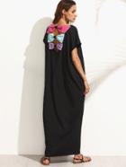 Shein Black Pocket Bow Back Dolman Sleeve Maxi Dress