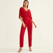 Shein Batwing Sleeve Cut Out Front Jumpsuit