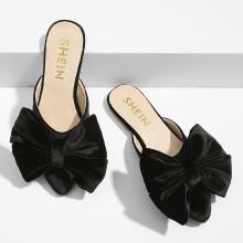Shein Bow Detail Pointed Toe Mule Flats