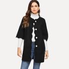 Shein Scalloped Trim Button Up Coat