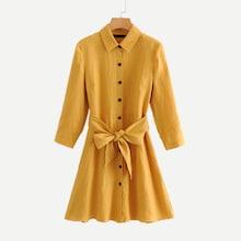 Shein Solid Self Tie Shirt Dress
