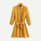 Shein Solid Self Tie Shirt Dress