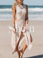 Shein Apricot Sleeveless Floaty Cut Out Maxi Dress
