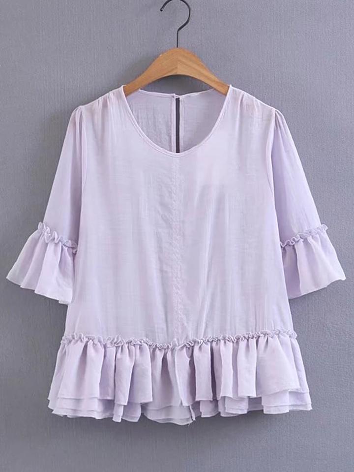 Shein Frill Trim Tiered Smock Top