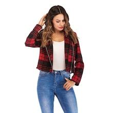 Shein Zip Up Plaid Tweed Jacket