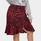 Shein Plus Leopard Print Ruffle Hem Skirt